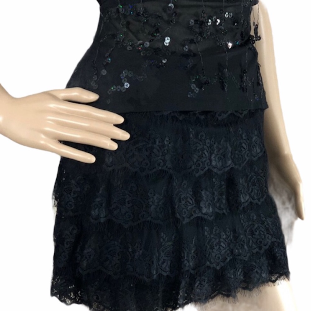 Aqua Black Lace Mini Skirt